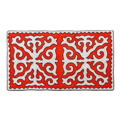 Wool rug, 'Kyrgyzstan's Majesty' (3x4.5) - Classic Geometric Shyrdak Wool Rug in Red Hues (3x4.5)