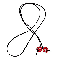 Ceramic lariat necklace, 'Tiny Pomegranate' - Pomegranate-Themed Red and Black Ceramic Lariat Necklace