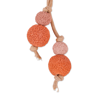 Collar de cuentas de cerámica - Gargantilla ajustable con cuentas de cerámica naranja y rosa