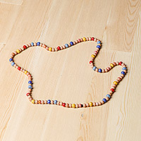 Ceramic beaded necklace, 'Current Colors' (small) - Hand-Painted Ceramic Beaded Necklace from Uzbekistan (Small)