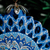 Hand-painted ceramic ornament, 'Blue Folklore' - Blue Glazed Ceramic Floral Ornament Made & Painted by Hand