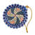 Hand-painted ceramic ornament, 'Hypnotic Folklore' - Painted Swirl-Patterned Blue and Yellow Ceramic Ornament