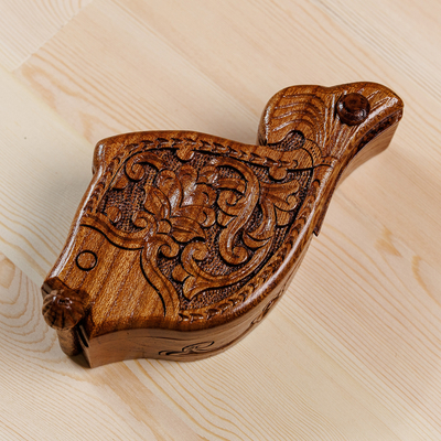 Traditional Polished Fish-Shaped Elm Tree Wood Puzzle Box - Luxurious  Waters