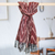 Ikat cotton scarf, 'Red Frequencies' - Handwoven Ikat Patterned Red Cotton Scarf with Fringes
