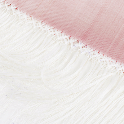 Pañuelo de seda - Bufanda tejida a mano de seda 100% rosa suave con flecos