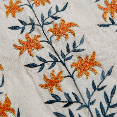 Camino de mesa de algodón bordado - Camino de mesa de algodón con temática de junquillo bordado