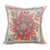 Embroidered silk cushion cover, 'Floral Deity' - Classic Floral Embroidered Blue and Red Silk Cushion Cover