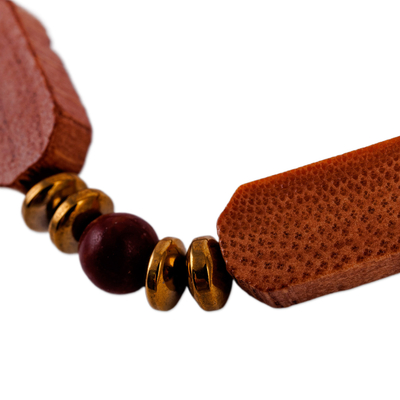 Stretch-Armband aus Jaspis- und Hämatitperlen - Handgefertigtes Stretch-Armband aus Jaspis-Hämatit und Holzperlen