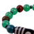 Multi-gemstone beaded stretch bracelet, 'Three-Eyed Dzi' - 3-Eyed Dzi Multi-Gemstone Beaded Stretch Pendant Bracelet