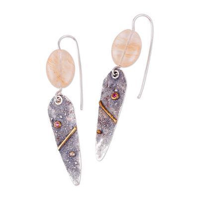 Sterling silver dangle earrings, 'Kingdom Gems' - Classic Sterling Silver Dangle Earrings with Gem Accents