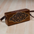 Leather and wood sling bag, 'Sylvan Empress' - Hand-Carved Floral Walnut Wood Sling with Leather Straps