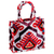 Henkeltasche aus Seidensamt - Tasche mit traditionell gemustertem rot-weißem Seidensamtgriff