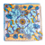 Pañuelo de seda - Bufanda cuadrada floral 100% seda tejida a mano en azul y amarillo