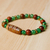 Multi-gemstone beaded stretch bracelet, 'Island Dzi' - Green and Brown Striped Dzi Multi-Gemstone Beaded Bracelet