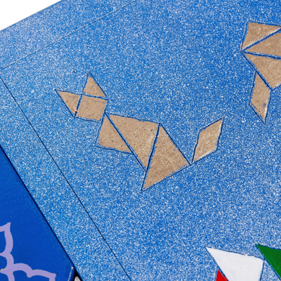 Rompecabezas tangram de madera de nogal - Rompecabezas Tangram de madera de nogal colorido hecho a mano y pintado
