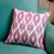 Cotton cushion cover, 'Pink Tradition' - Classic Ikat Patterned Pink and White Cotton Cushion Cover