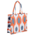 Cotton handle bag, 'Orange Universes' (large) - Handcrafted Orange and Blue Ikat Cotton Handle Bag (Large)