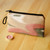 Cotton cosmetic bag, 'Pink Stage' - Pink and Teal Ikat Patterned Cotton Cosmetic Bag with Zipper