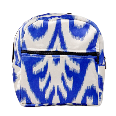 Ikat mini backpack, 'Blue Ikat Adventures' - Classic Ikat Patterned Blue Backpack from Uzbekistan
