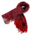 Bufanda de lana de cachemira - Bufanda de lana de cachemira negra y carmesí suave a rayas tejida a mano