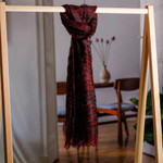 Cashmere wool scarf, 'Regal Pleasure in Crimson' - Handwoven Striped Soft Black and Crimson Cashmere Wool Scarf