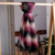 Cashmere wool scarf, 'Bold Whispers' - Handwoven Striped Cashmere Wool Scarf in Black and Fuchsia