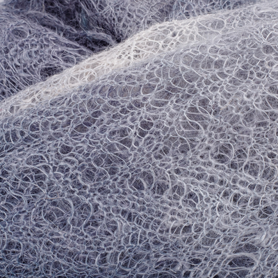 Bufanda de lana de cachemira - Bufanda de lana suave 100% cachemira tejida a mano en gris y blanco
