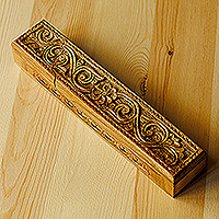 Wood puzzle box, 'Secret Majesty' - Hand-Carved Rectangular Classic Elm Tree Wood Puzzle Box