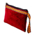 Embroidered silk cosmetic bag, 'Fire Jewels' - Diamond-Patterned Red and Yellow Silk Cosmetic Bag