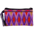 Embroidered silk pouch, 'Glamorous Jewels' - Diamond-Patterned Purple and Red Silk Cosmetic Bag