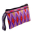 Embroidered silk pouch, 'Glamorous Jewels' - Diamond-Patterned Purple and Red Silk Cosmetic Bag