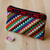 Iroki embroidered cosmetic bag, 'Mini Squares' - colourful Geometric Patterned Iroki Embroidered Cosmetic Bag