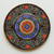 Wood wall art, 'Uzbek Petals' - Handcrafted Lacquered Walnut Wood Wall Art with Floral Motif