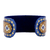 Brazalete de estaño lacado - Brazalete de estaño azul y dorado ajustable floral pintado