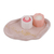 Tealight candleholder and tray set, 'Pink Fragrance' (3 pieces) - Pink Plaster Tealight Candleholder and Tray Set (3 Pieces)