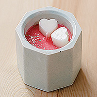 Soy wax candle, 'Realm of Love' - Romantic Plaster and Soy Wax Candle with Heart Motifs