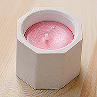 Vela de cera de soja - Vela hecha a mano de yeso y cera de soja en tonos blancos y rosas