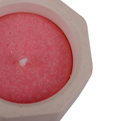 Soy wax candle, 'Realm of Sweetness' - Handmade Plaster and Soy Wax Candle in White and Pink Hues