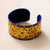 Lacquered tin cuff bracelet, 'Goddess of Victory' - Painted Floral Adjustable Blue and Yellow Tin Cuff Bracelet