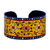 Lacquered tin cuff bracelet, 'Goddess of Victory' - Painted Floral Adjustable Blue and Yellow Tin Cuff Bracelet