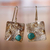 Turquoise dangle earrings, 'Dimensions of Hope' - Textured Square Natural Turquoise Dangle Earrings