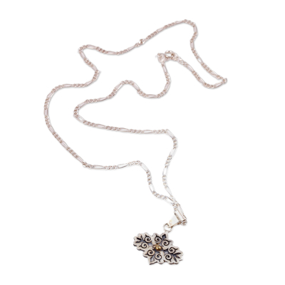 Collar colgante de plata esterlina - Collar con colgante floral de plata de ley de inspiración barroca