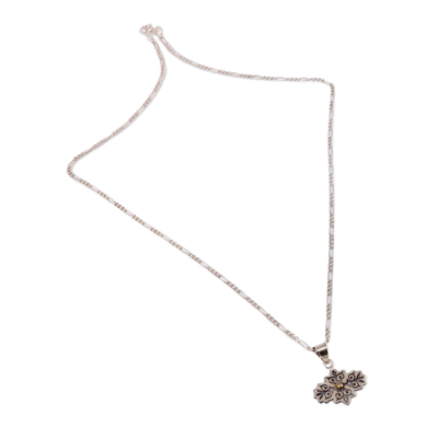 Collar colgante de plata esterlina - Collar con colgante floral de plata de ley de inspiración barroca