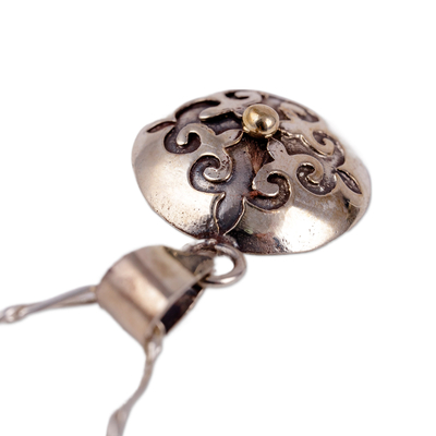 Collar colgante de plata esterlina - Collar con colgante redondo de plata de ley de inspiración barroca