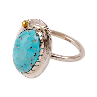 Turquoise cocktail ring, 'Reign of Hope' - Polished Natural Turquoise Sterling Silver Cocktail Ring