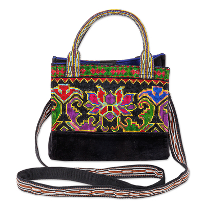 Embroidered viscose sling bag, 'Grace in Uzbekistan' - Viscose Sling Bag with Classic Floral Embroidered Pattern