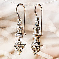 Sterling silver dangle earrings, 'Dame's Castle' - Polished Classic Sterling Silver Dangle Earrings