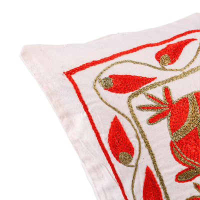 Funda de almohada de algodón bordada - Funda de almohada de algodón bordada con granada roja y verde