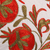 Embroidered cotton pillow sham, 'Romantic Era' - Red and Green Pomegranate Embroidered Cotton Pillow Sham