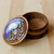 Wood jewelry box, 'Azure Paisley Glory' - Brown and Blue Wood Jewelry Box with Paisley & Floral Motifs